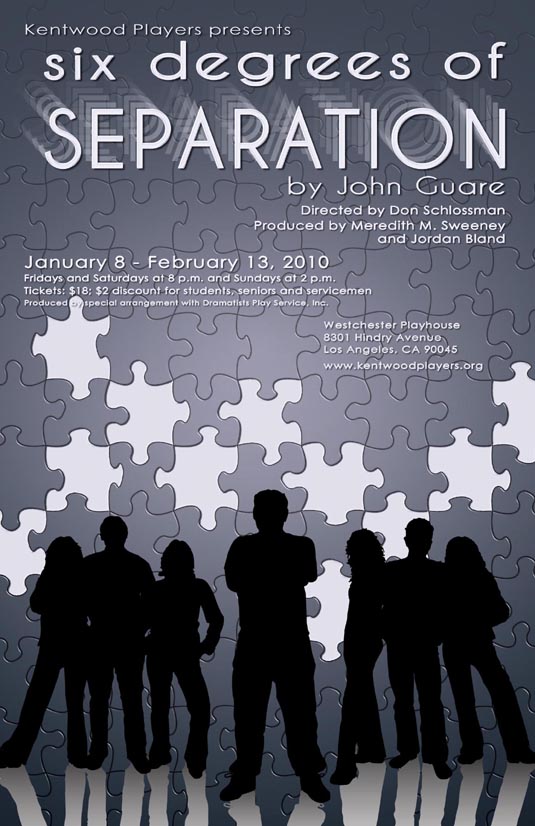 Six Degrees of Separation. by John Guare. Director Don Schlossman. Producer Meredith M. Sweeney and Jordan Bland. January 8 – February 13, 2010